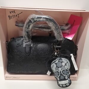 Betsey Johnson Black Skull Embossed Women's Satchel